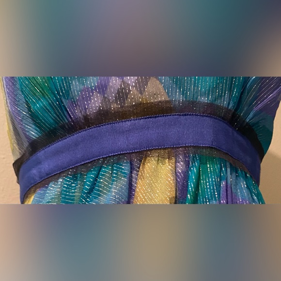 BCBG MaxAzria Printed Chiffon Halter Maxi Gown (8) - Picture 9 of 12